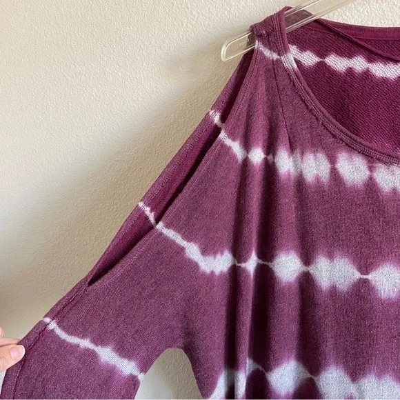 Free People Dandyline Boxy Cold Shoulder Tie Dye Sweatshirt Purple Sz Small - Picture 6 of 13
